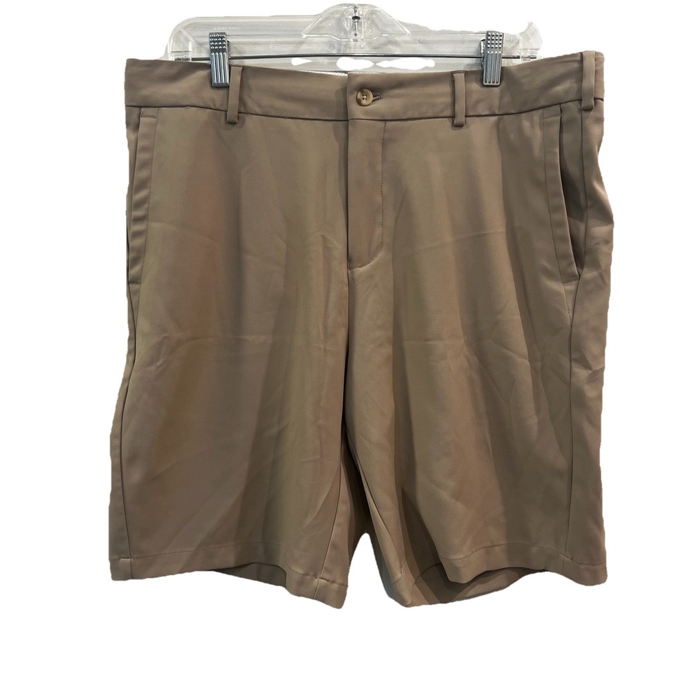 Magaschoni Men's Tan Flat Front Shorts Size 34 Golf‎ Classic Preppy Vacation